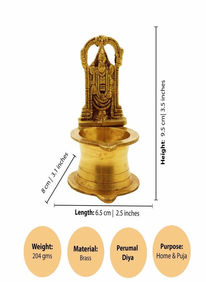 Spillbox مصباح زيتي نحاسي قابل للسكب للطقوس الدينية | مصباح زيتي للطقوس الدينية المنزلية، مناسب للمعابد، زينة وهدايا (6.5 سم × 9.5 سم) (الوزن: 200 غرام) - مصباح بيرومال عتيق - Image 4